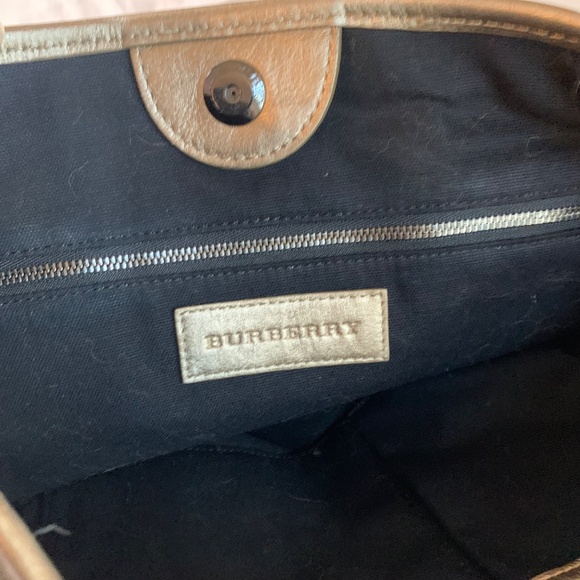 Burberry Metallic Beat Check Shimmer Canvas & Leather Snap Tote - Picture 14 of 16